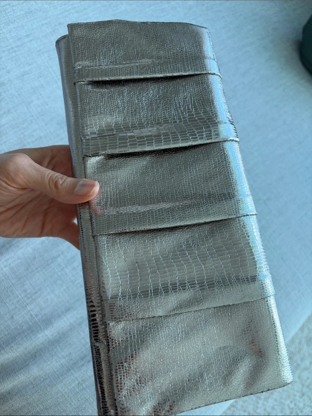 Metallic silver Evening Clutch with Chain Strap